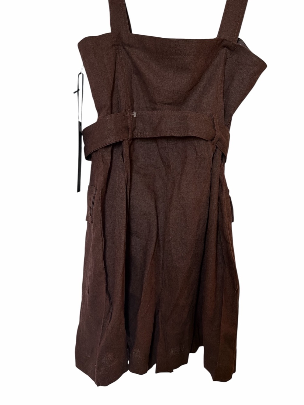 NWT House of Harlow Chocolate Brown Linen Blend Belted Utility Romper Shorts Sz6 - Picture 3 of 5